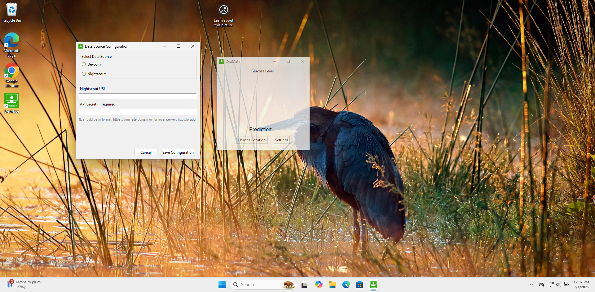 Login screen